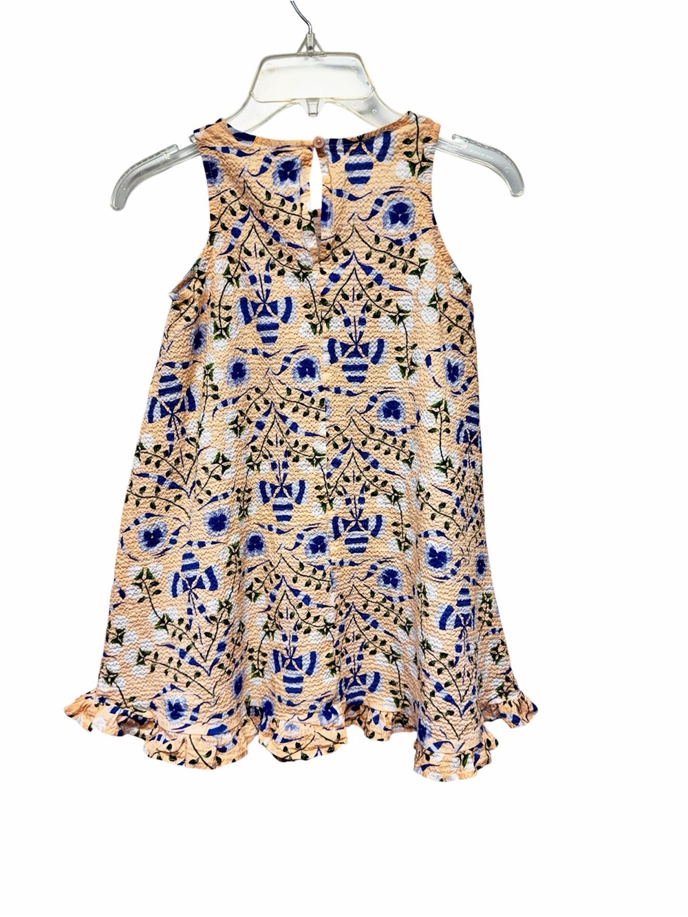 H&M X Georgia Beaumont Peach Blue Floral Girls Dress Size 6X - Picture 2 of 8